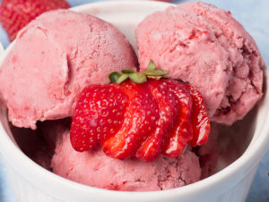 Closeup of Vegan Strawberry Ice Cream