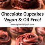 Pinterest Image for Vegan Chocolate Cupcakes with two images