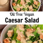 Two images of Caesar salad with Pinterest title between them
