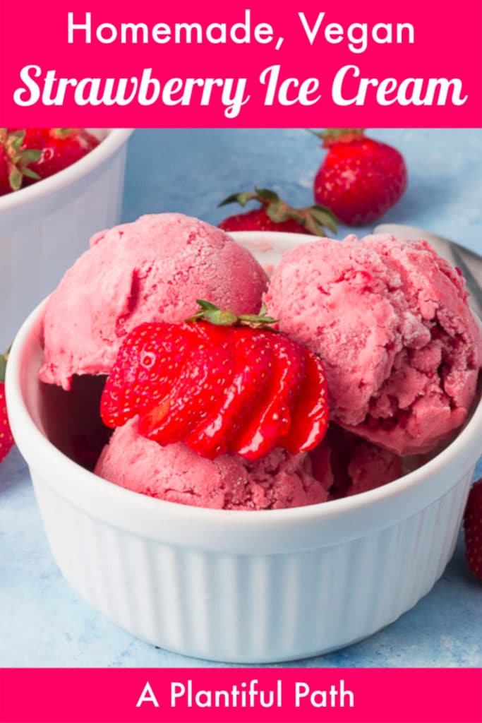 Pinterest image for vegan strawberry ice cream