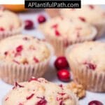 Pinterest image for cranberry muffins