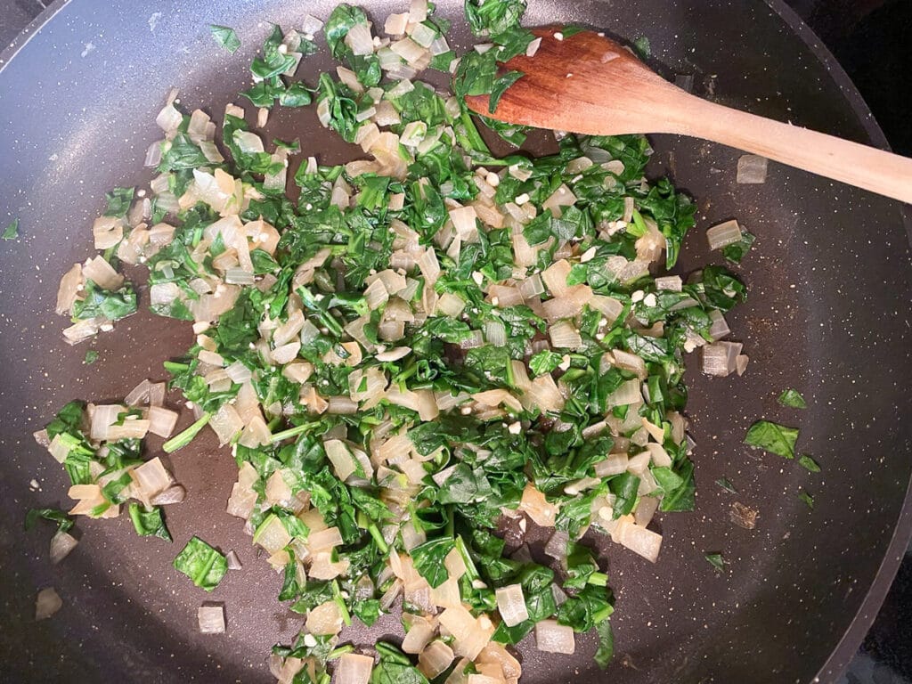 Sauteed onions and spinach
