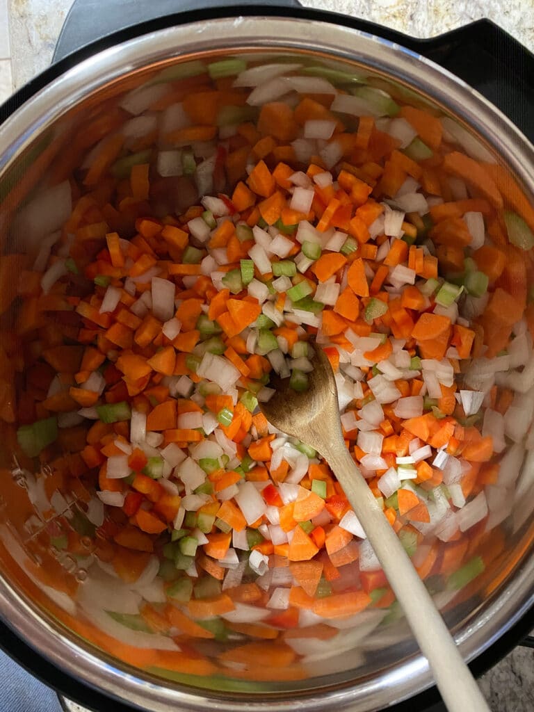 Diced vegetables in Instant Pot