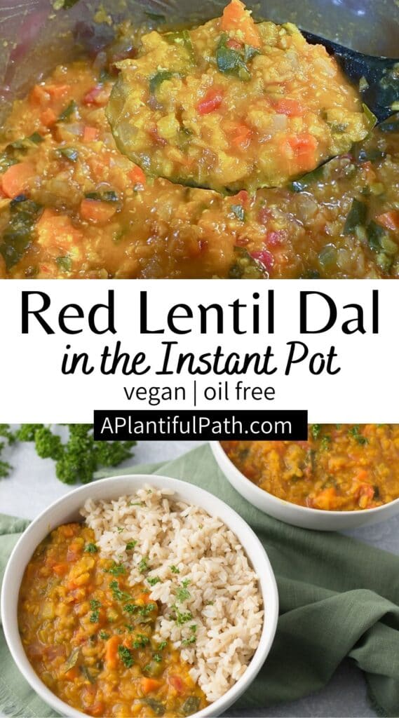 Pinterest image for red lentil dal