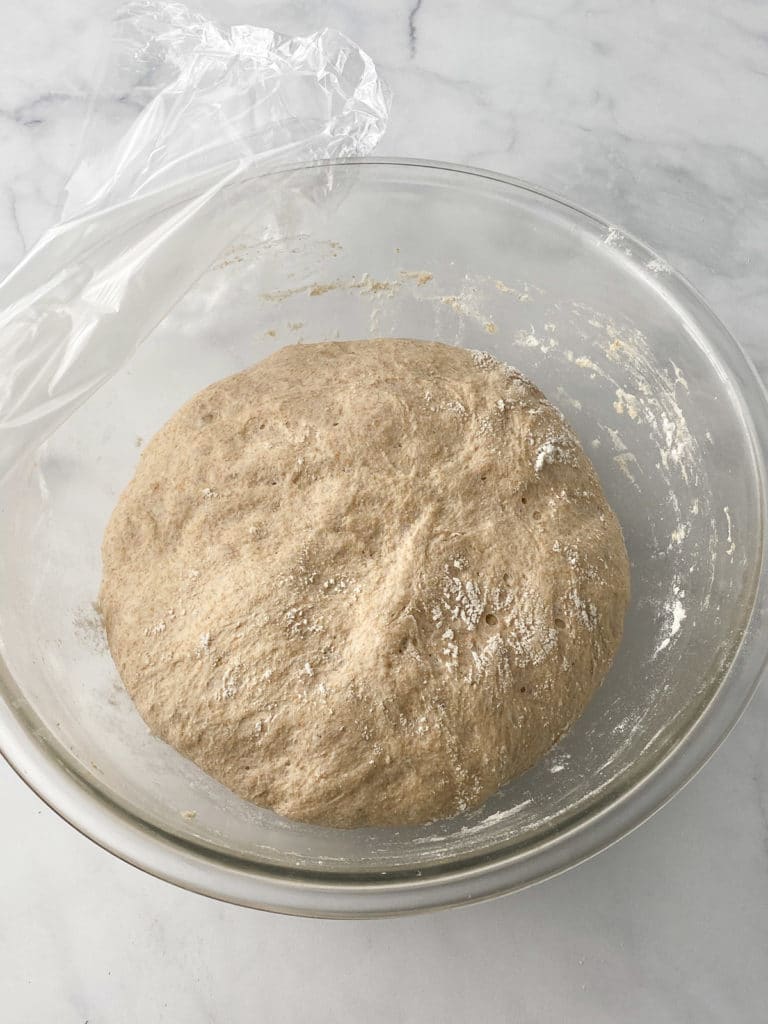 Bowl of risen dough