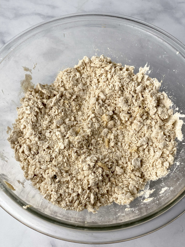 Bowl of dry ingredients with mayo mixed in