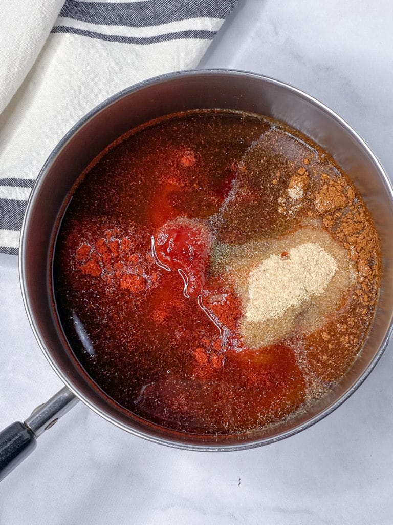 Sauce ingredients in saucepan