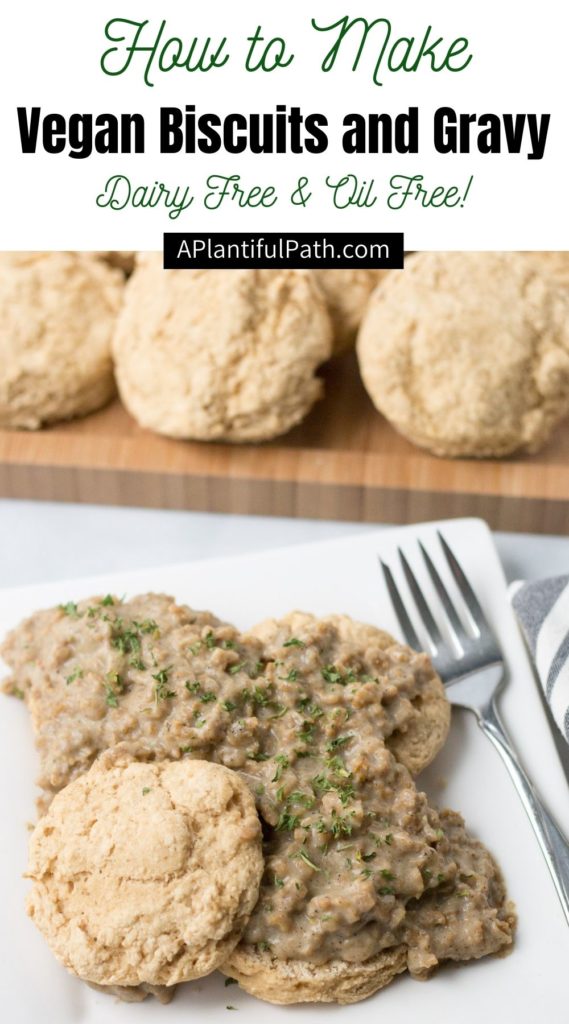 Pinterest image for vegan biscuits & gravy