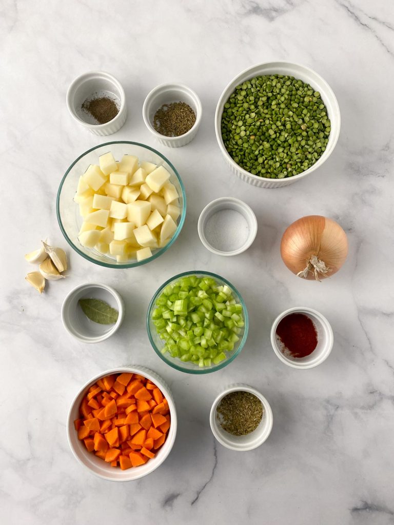 Ingredients for vegan split pea soup