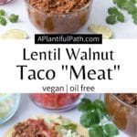 Pinterest image for lentil walnut taco meat