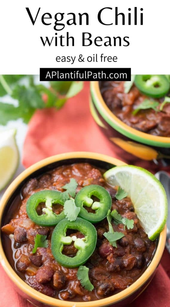 Pinterest image for vegan chili with beans