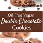 Two images of chocolate cookies with Pinterest text in between.