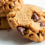 Closeup photo of peanut butter chocolate chip cookie.