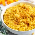 Bowl of butternut squash mac and cheese.