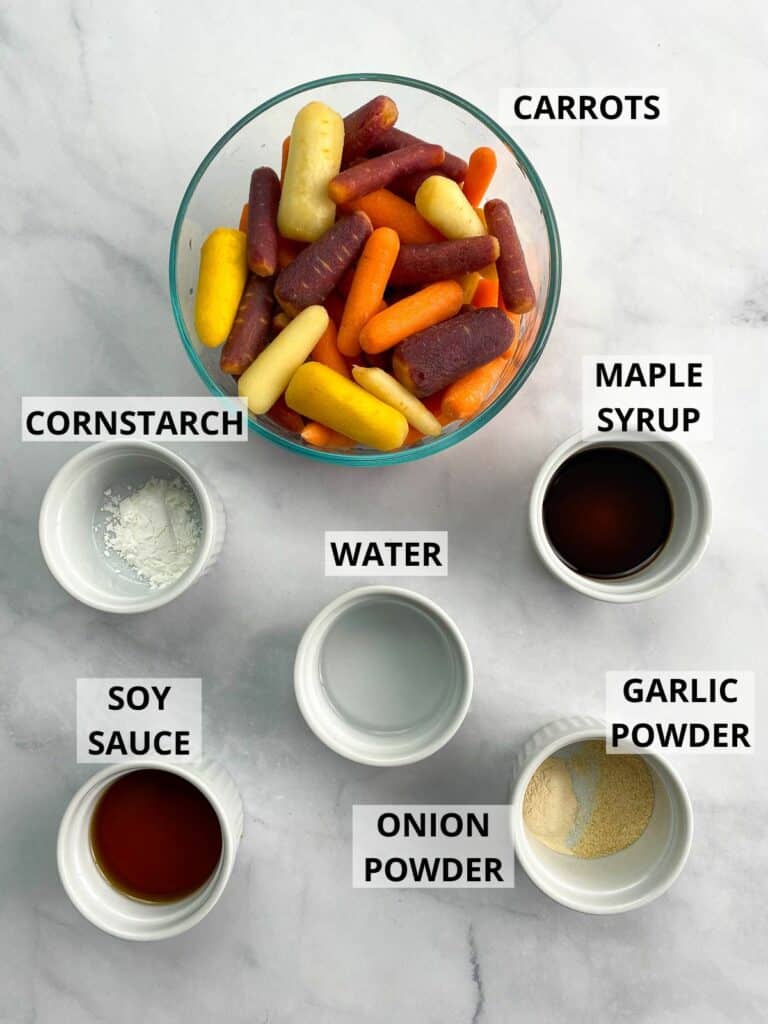 Ingredients for Instant Pot glazed carrots.