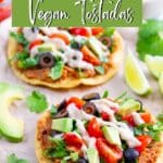 Image of vegan tostadas with Pinterest text.