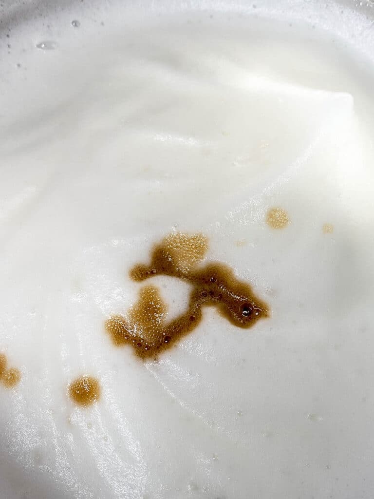 Vanilla added to whipped aquafaba.