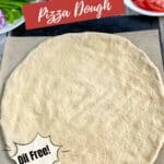 Image of whole wheat pizza crust with Pinterest text.