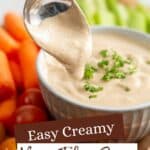 Photo of Tahini Sauce with Pinterest text.