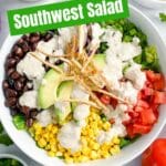 Picture of southwest salad with Pinterest text.