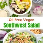 Two images of southwest salad with Pinterest text.