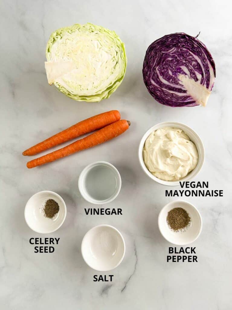 Ingredients for vegan coleslaw.