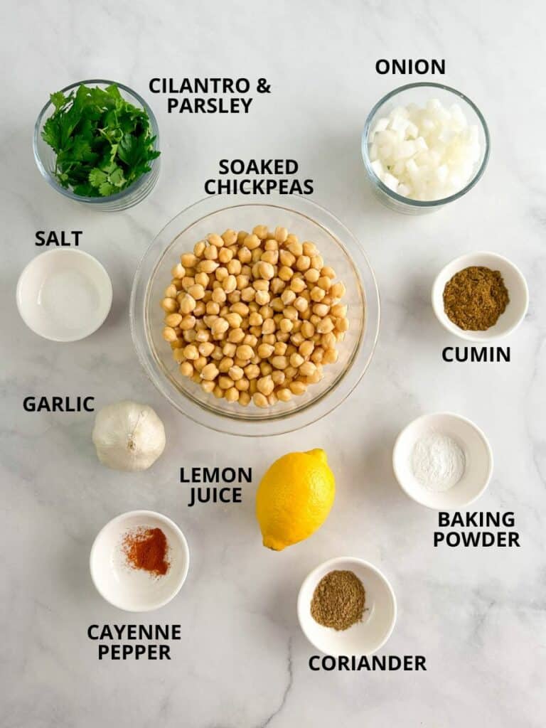 Ingredients for baked falafel.